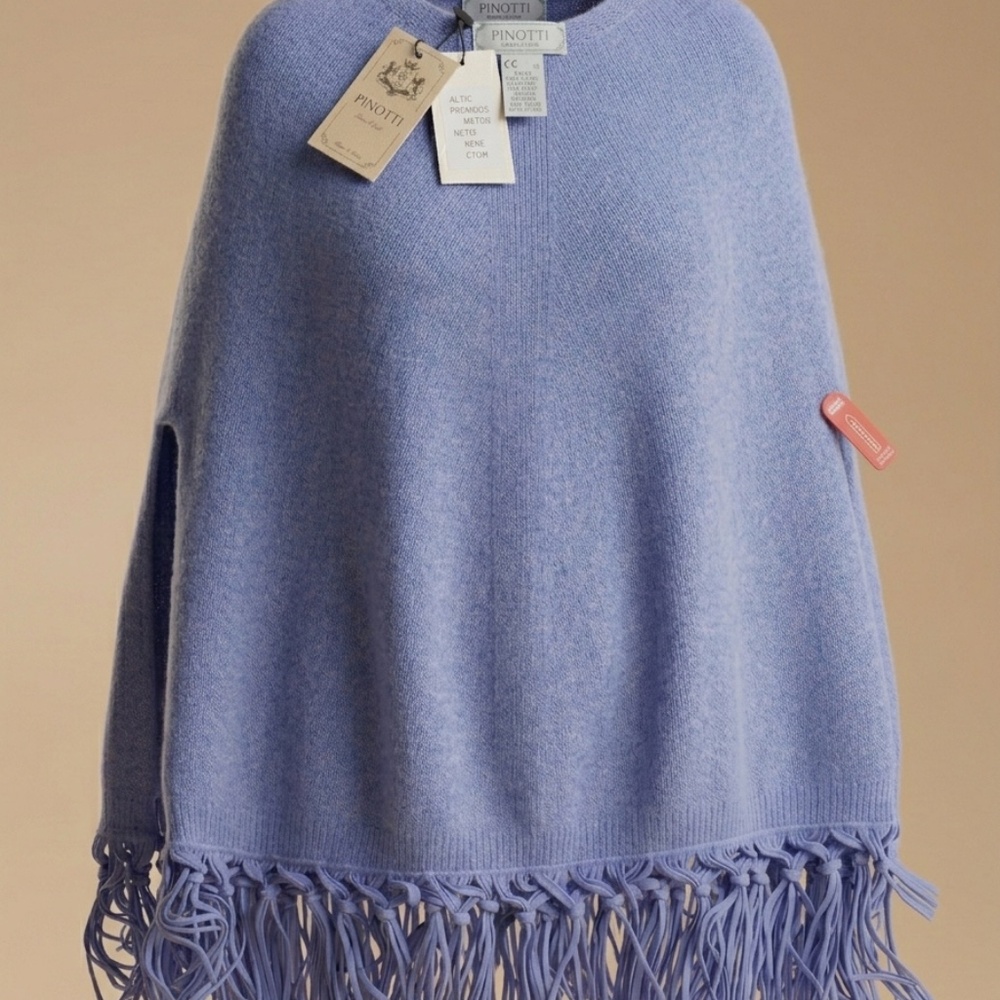 NWT Pinotti Italy Wool & Cashmere Poncho - Dreamy Periwinkle Blue